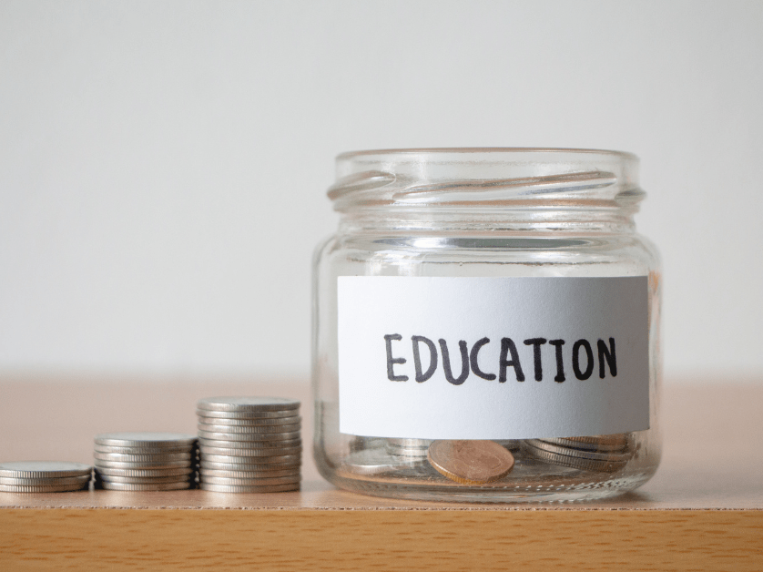 jar of money with label that says education
